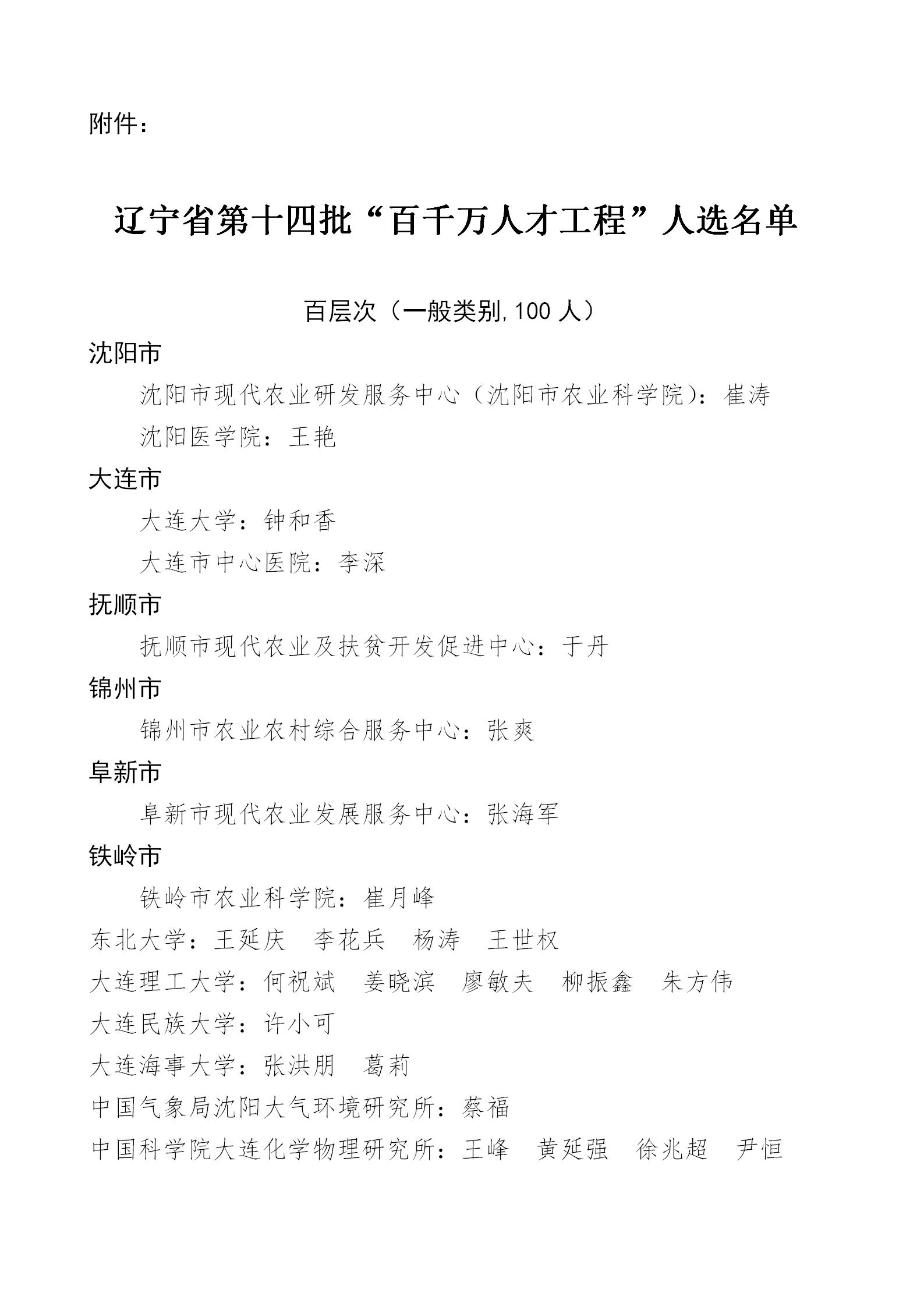 1381名 辽宁省第十四批 百千万人才工程 人选名单公布 时代学者